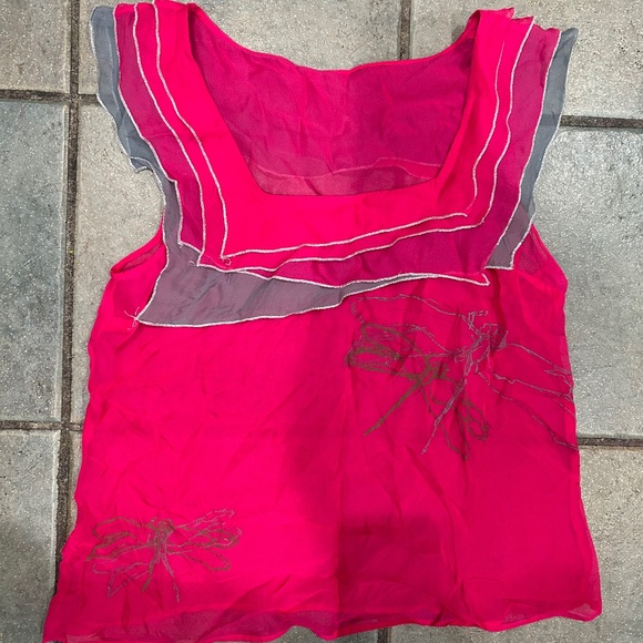 Johnny Was Tops - Johnny Was pink sleeveless chiffon shirt